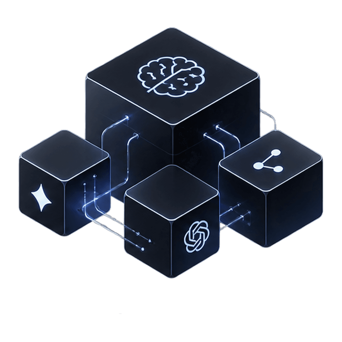 A diagram of answer engines drawing on one knowledge source.