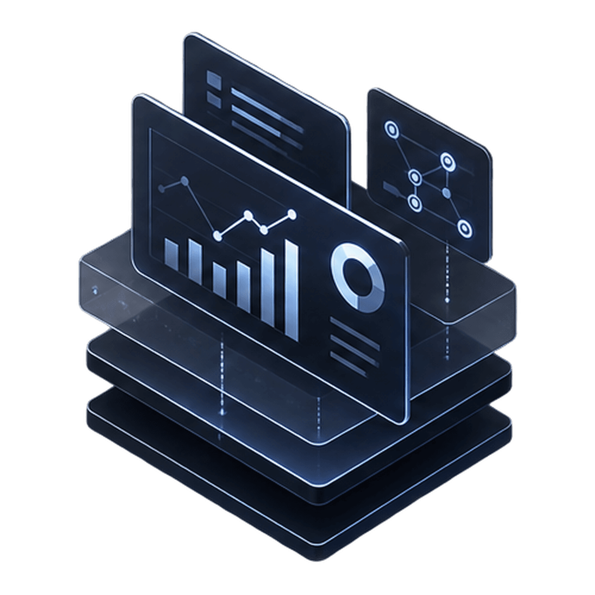 A diagram of dashboards over one shared measurement layer.