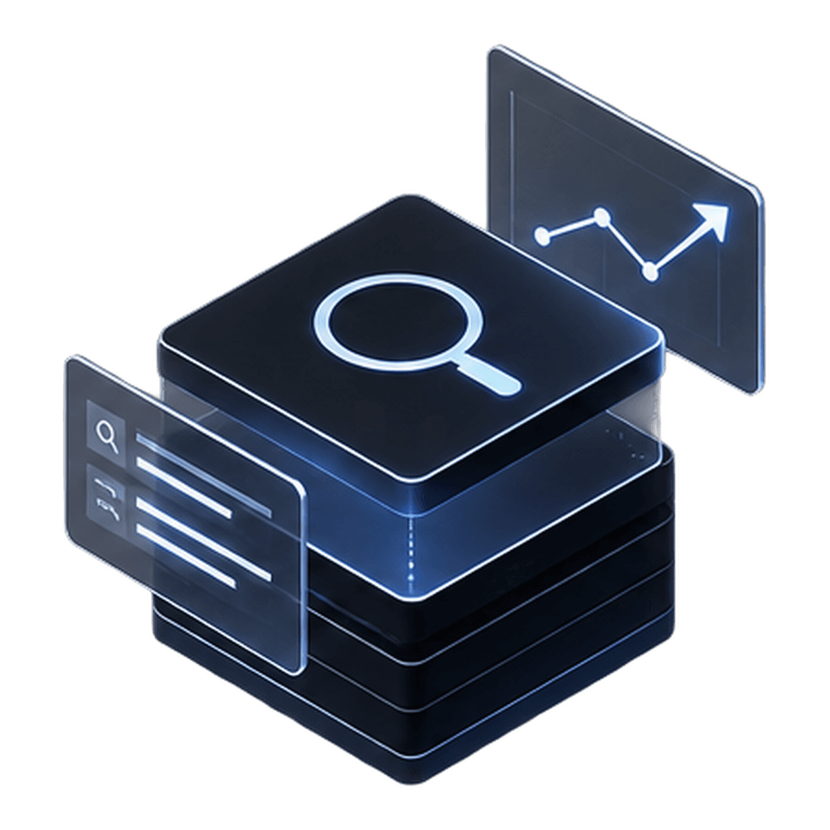 A diagram of a search index feeding a visibility trend.